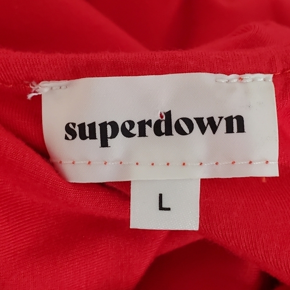 Superdown Erika Deep V Jersey Maxi Dress L Red Stretch Knit Prom Party NEW - Picture 14 of 16